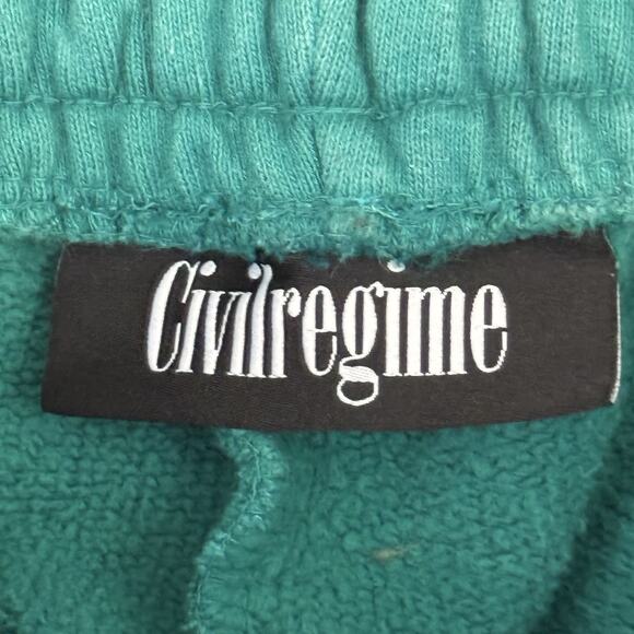 Civil Regime Redeemed Sweatpants Mens M Teal Green Cotton Embroidered Joggers - Picture 2 of 14
